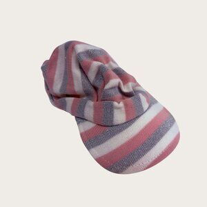 Build A Bear Pink Gray White Striped Hat With Glitter Accents